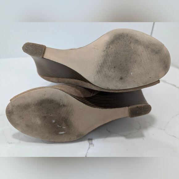 Michael Kors Brook Boots Womens Sz 7.5 Brown Sued leather Wedge Ankle peep toe - Picture 11 of 11